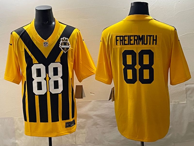 Men 2025 Pittsburgh Steelers #88 Freiermuth Yellow Retro Nike Limited NFL Jersey style 001